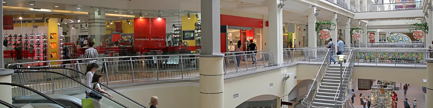 People shopping in a modern mall
